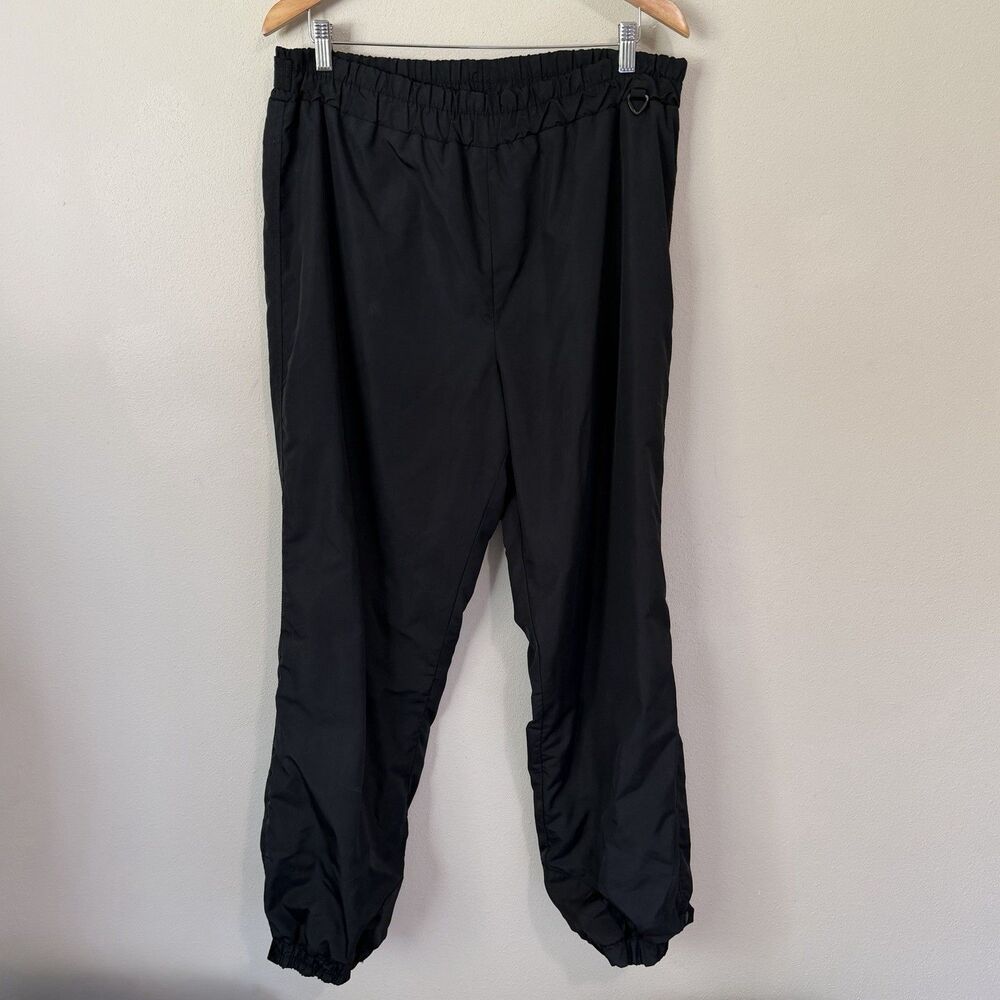 VTG Columbia Mens L Black Nylon Snow Ski Pants Waterproof Shell Track Jogger 90s